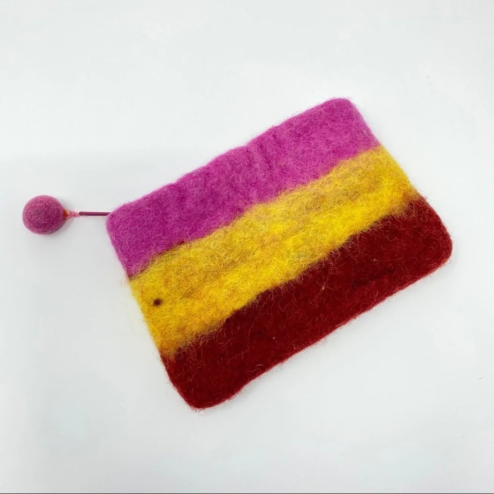 Felted Wool Hand Made Nepal Zipper Pouch🔥 - Picture 2 of 8